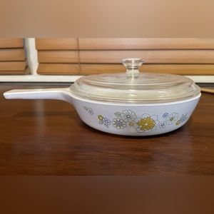 Vintage Corning Ware Skillet Pan P-83-B W/ Glass Lid Floral Bouquet Pattern